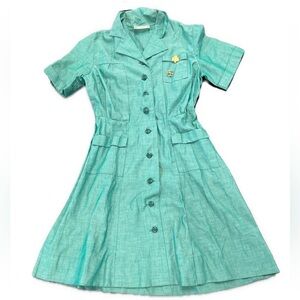 Vintage OFFICIAL Girl Scouts Scout UNIFORM Dress Green 1950-60s with Pins